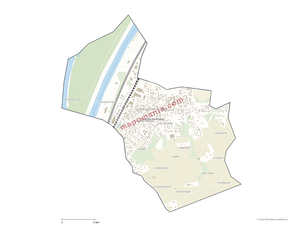 Carte de Sérézin-du-Rhône à personnaliser