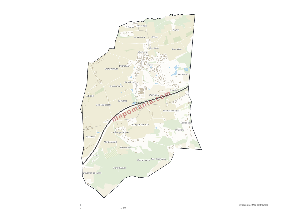 Carte de Simandres à personnaliser