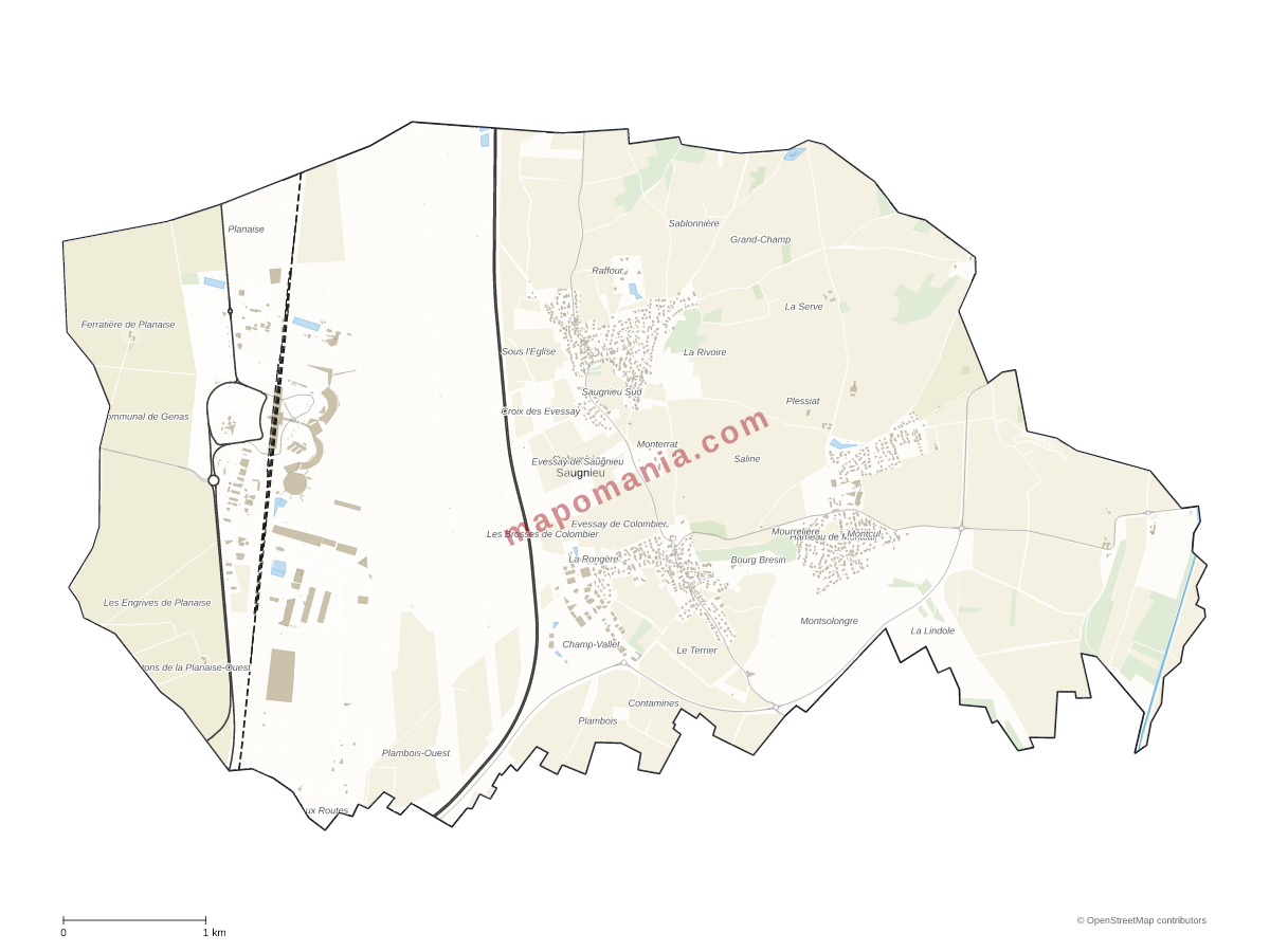 Carte de Colombier-Saugnieu à personnaliser