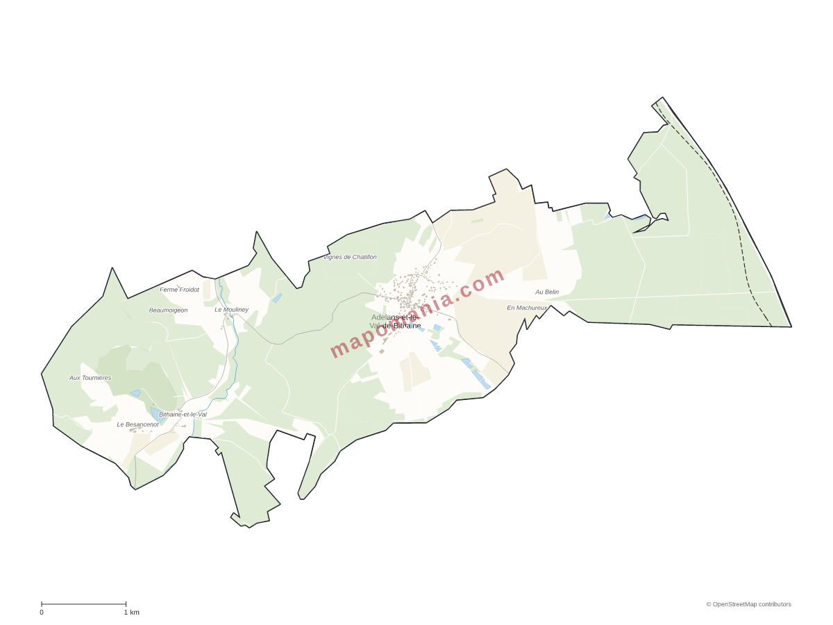 Carte de Adelans-et-le-Val-de-Bithaine à personnaliser