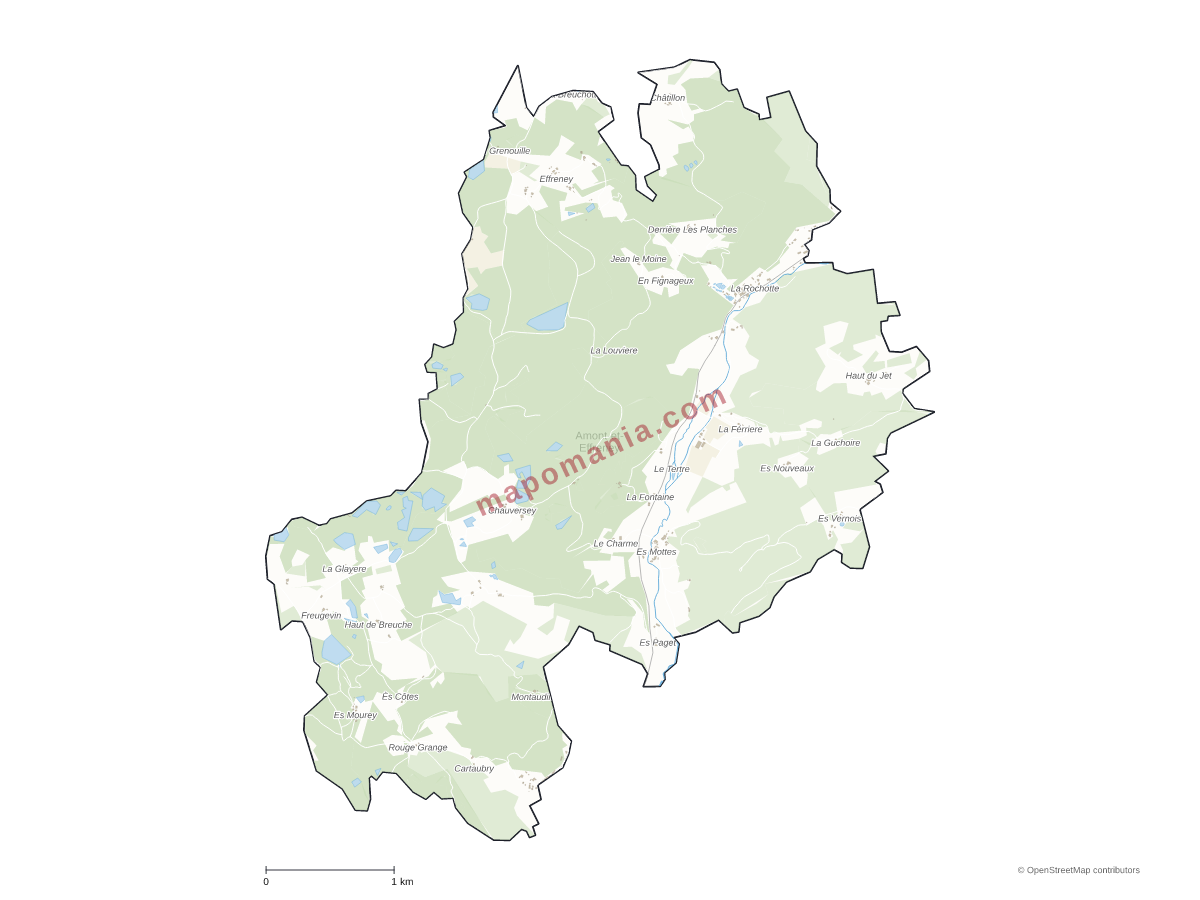 Carte de Amont-et-Effreney à personnaliser