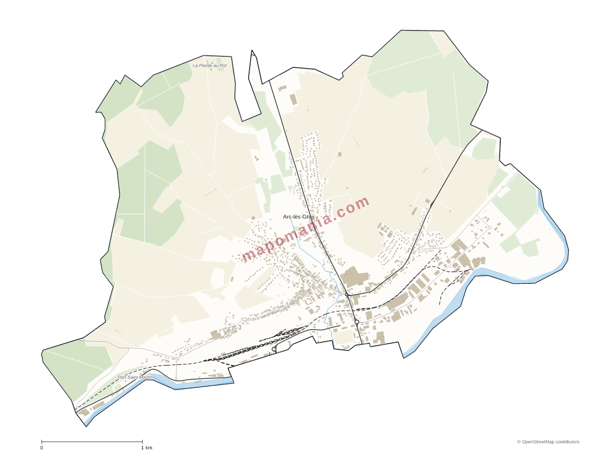 Carte de Arc-lès-Gray à personnaliser
