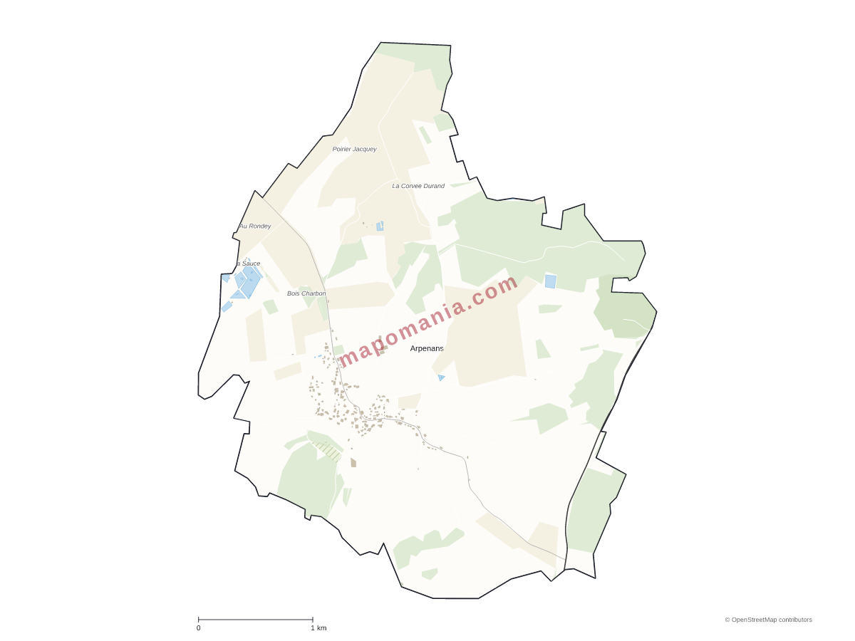 Carte de Arpenans à personnaliser