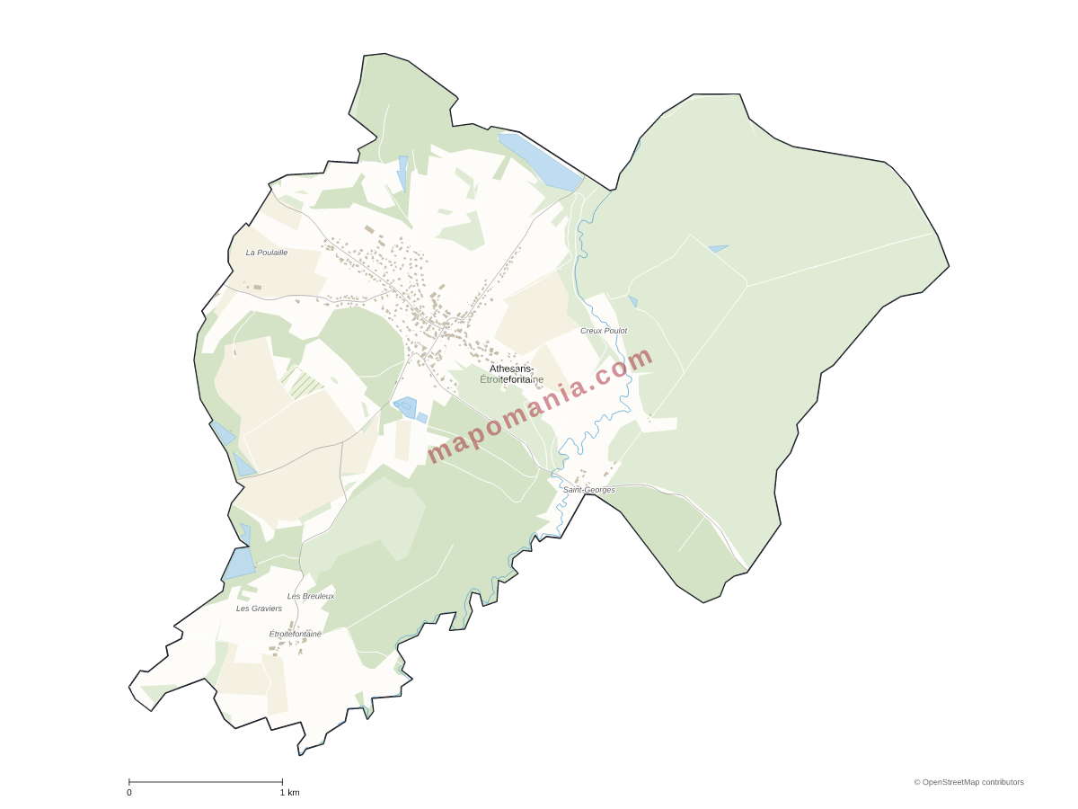 Carte de Athesans-Étroitefontaine à personnaliser