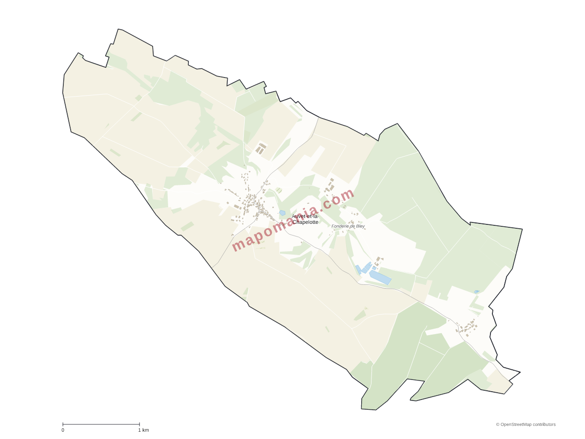 Carte de Auvet-et-la-Chapelotte à personnaliser