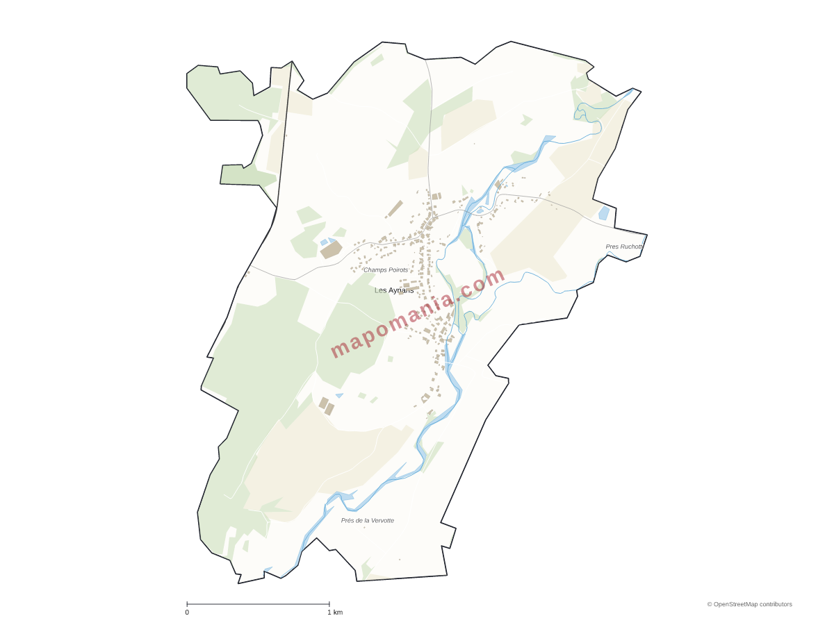 Carte de Les Aynans à personnaliser