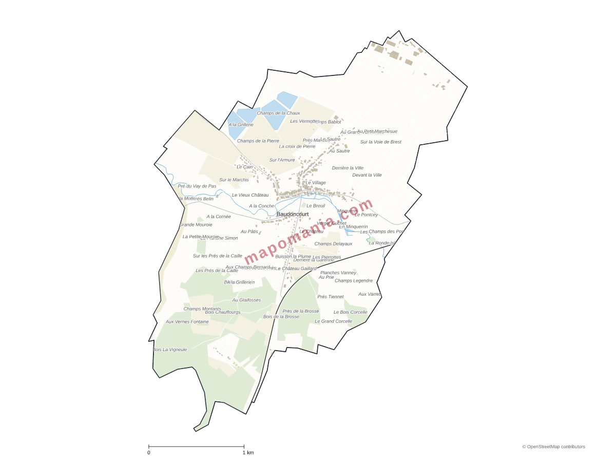 Carte de Baudoncourt à personnaliser