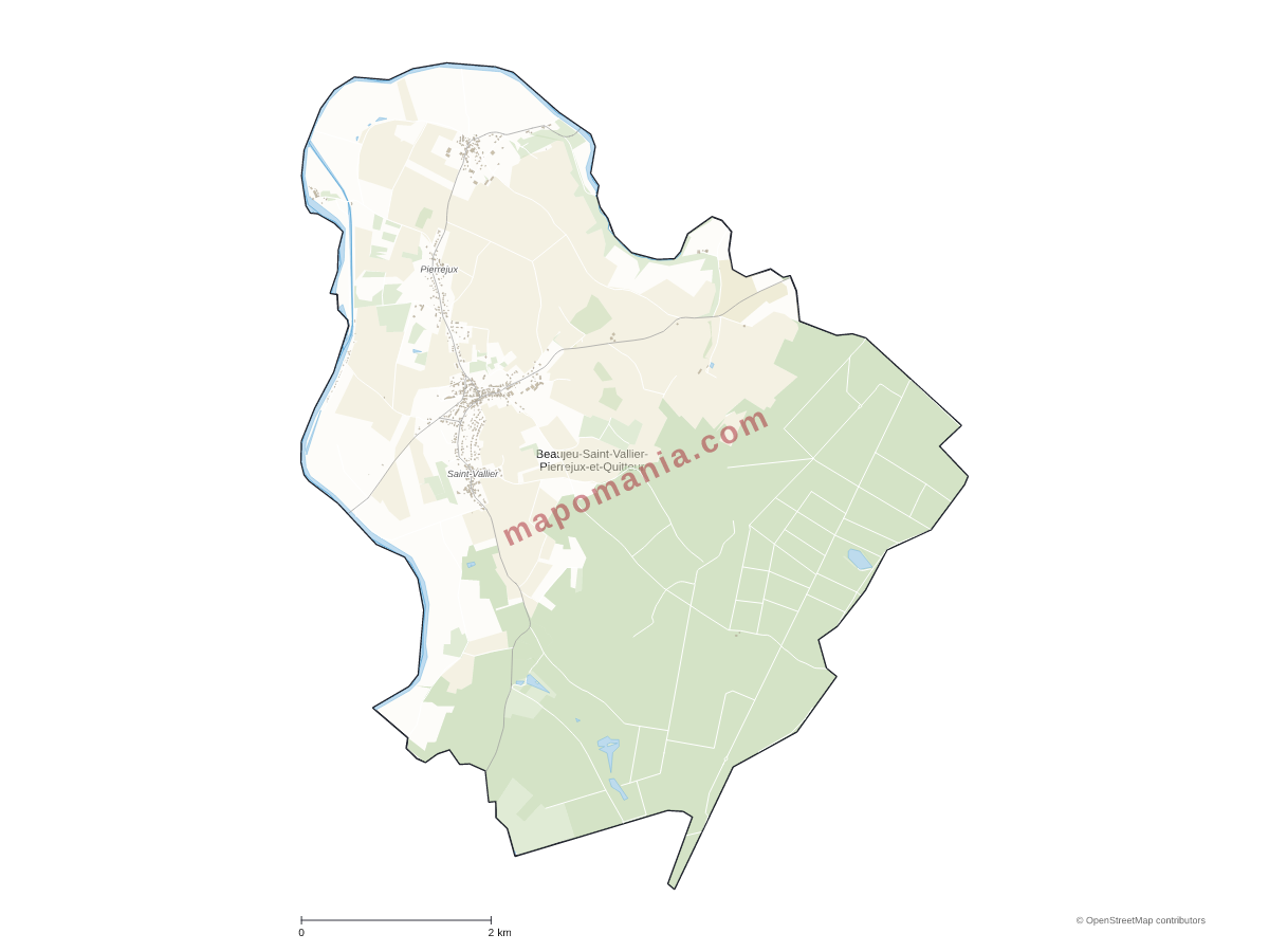 Carte de Beaujeu-Saint-Vallier-Pierrejux-et-Quitteur à personnaliser