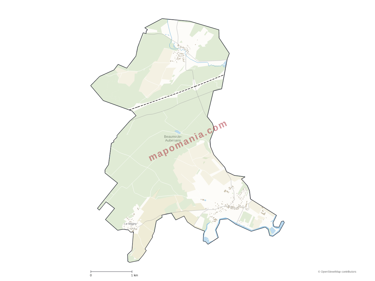 Carte de Beaumotte-Aubertans à personnaliser
