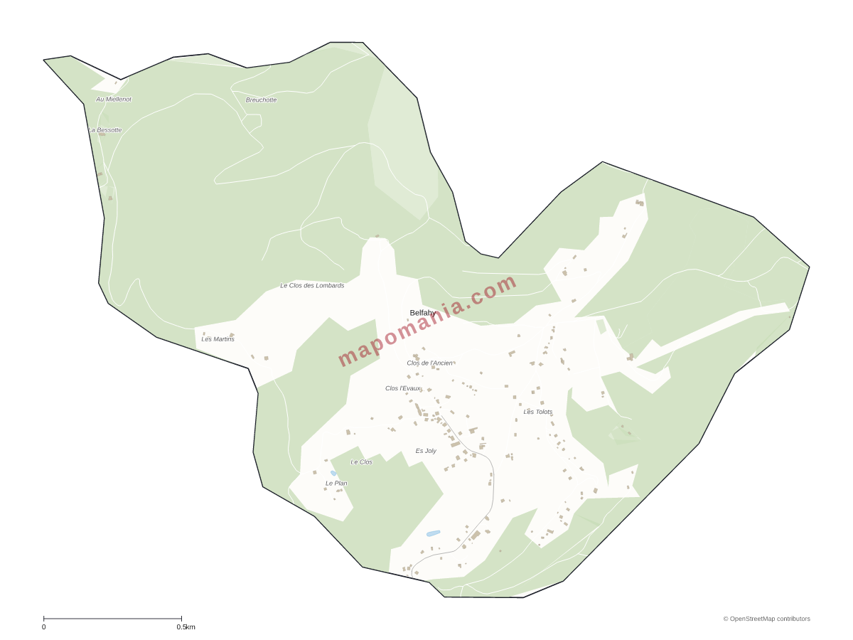 Carte de Belfahy à personnaliser