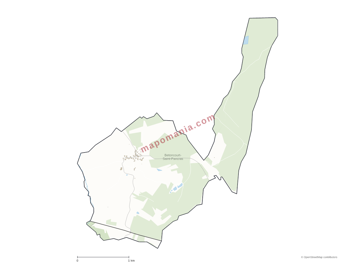 Carte de Betoncourt-Saint-Pancras à personnaliser