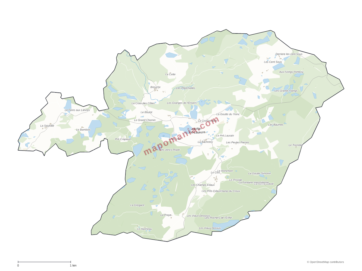 Carte de Beulotte-Saint-Laurent à personnaliser