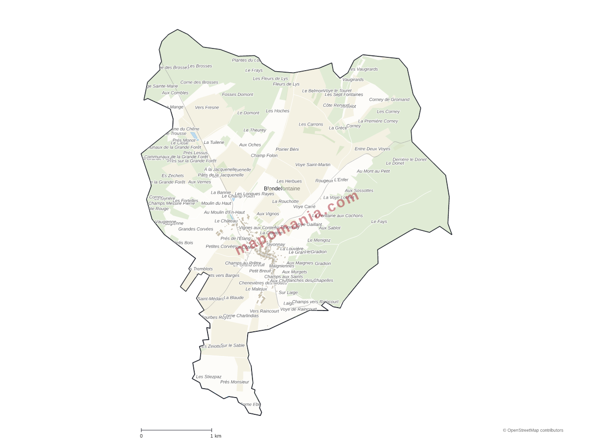 Carte de Blondefontaine à personnaliser