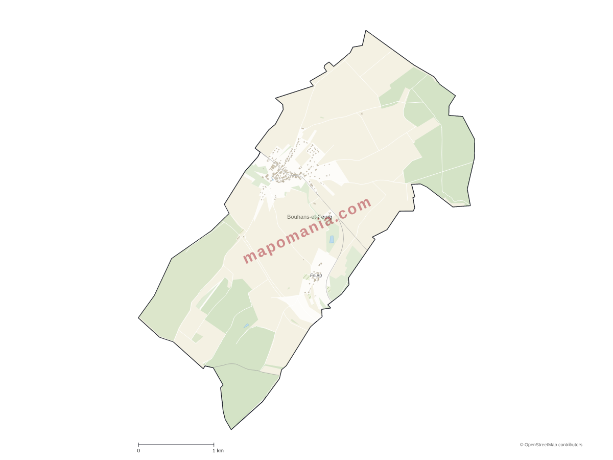 Carte de Bouhans-et-Feurg à personnaliser