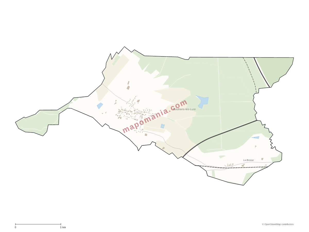 Carte de Bouhans-lès-Lure à personnaliser