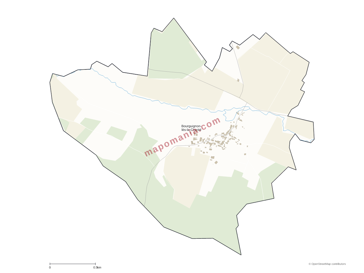 Carte de Bourguignon-lès-la-Charité à personnaliser