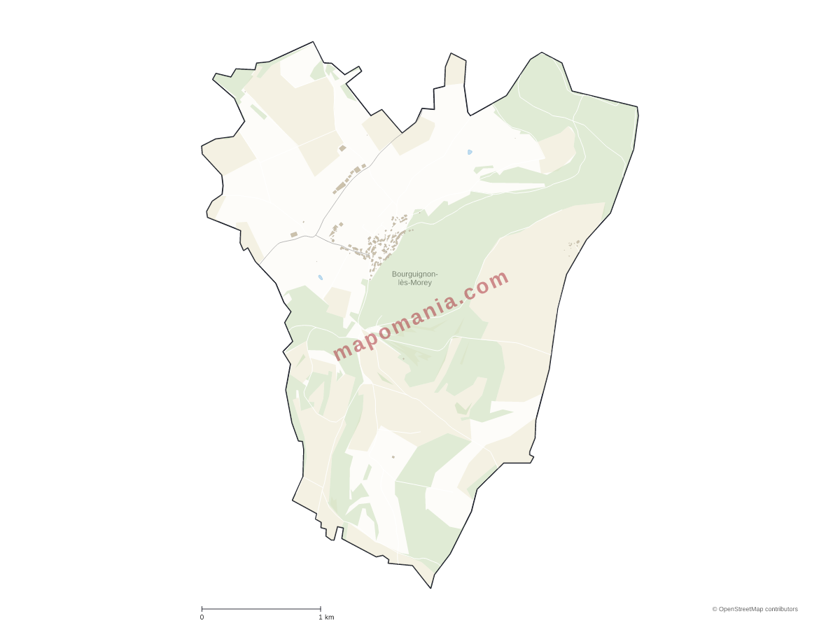 Carte de Bourguignon-lès-Morey à personnaliser