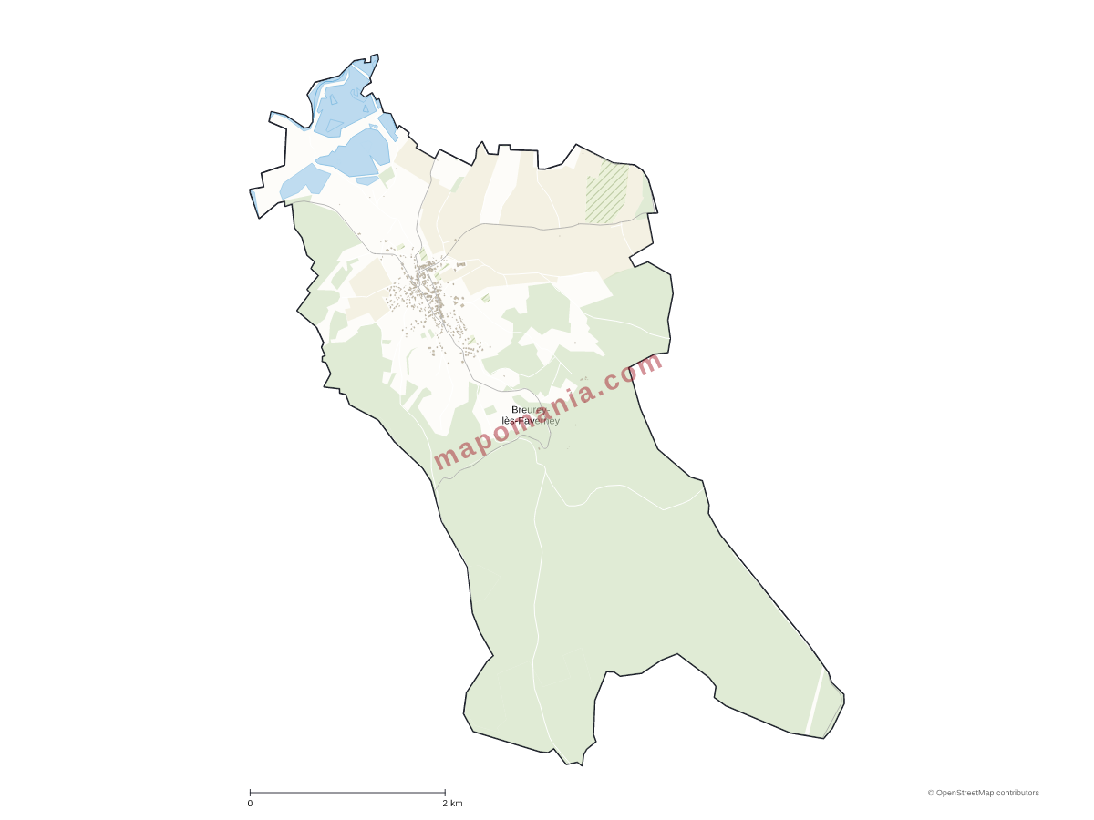 Carte de Breurey-lès-Faverney à personnaliser