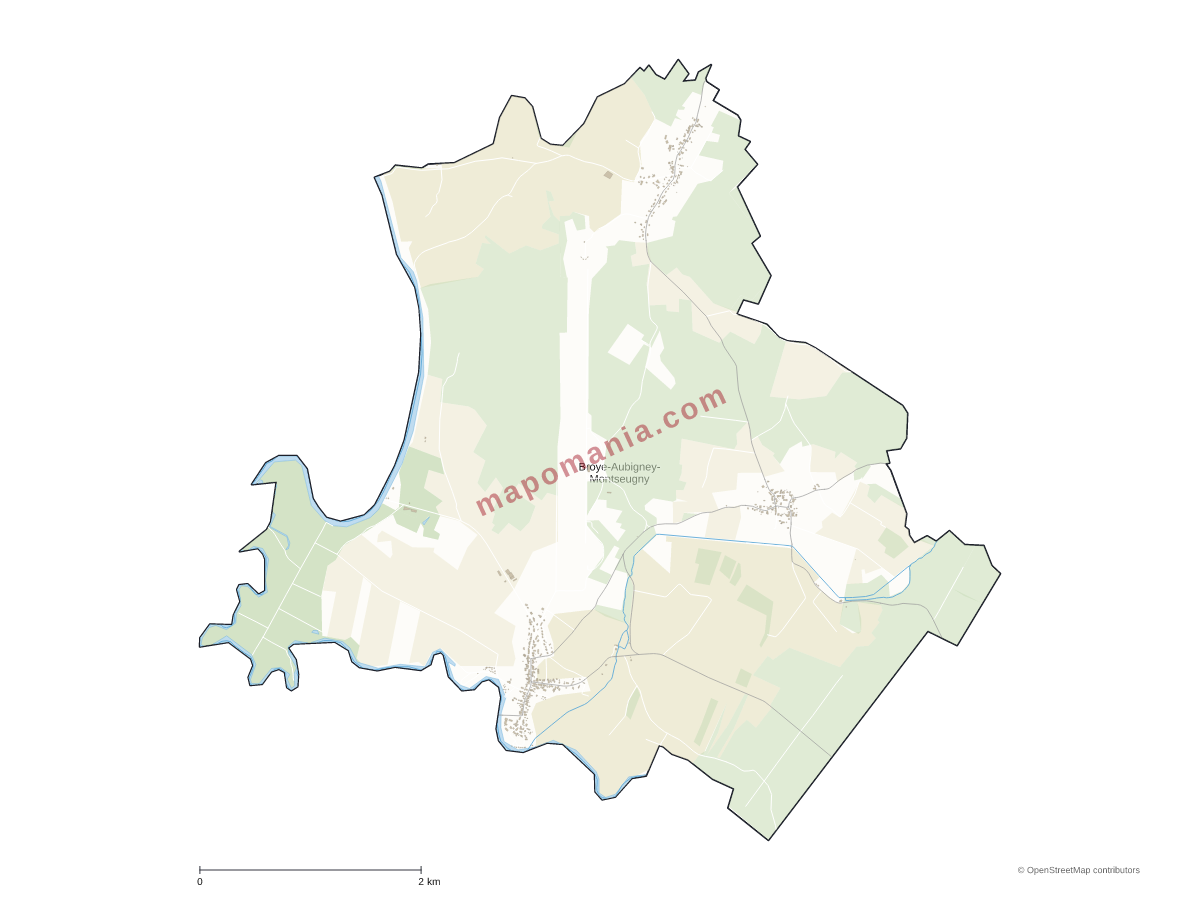 Carte de Broye-Aubigney-Montseugny à personnaliser