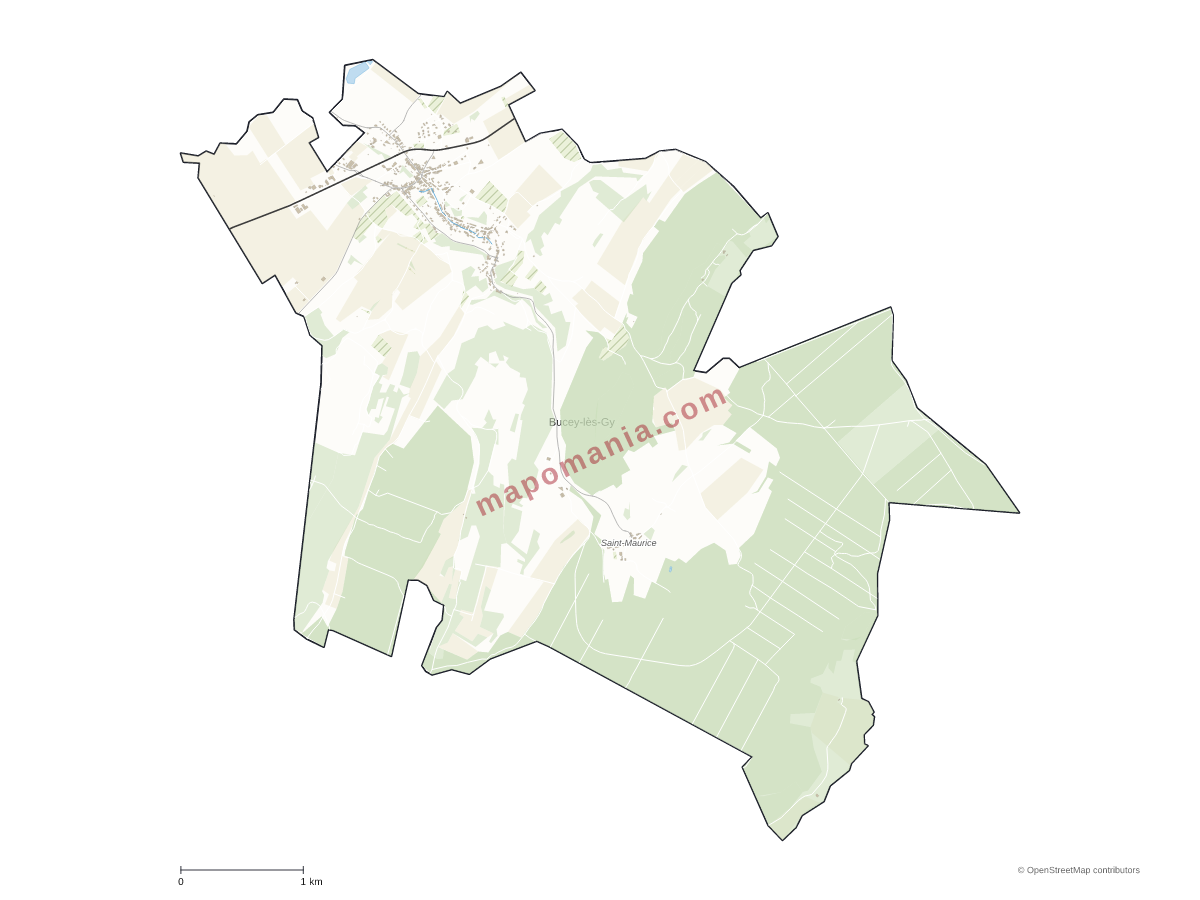 Carte de Bucey-lès-Gy à personnaliser
