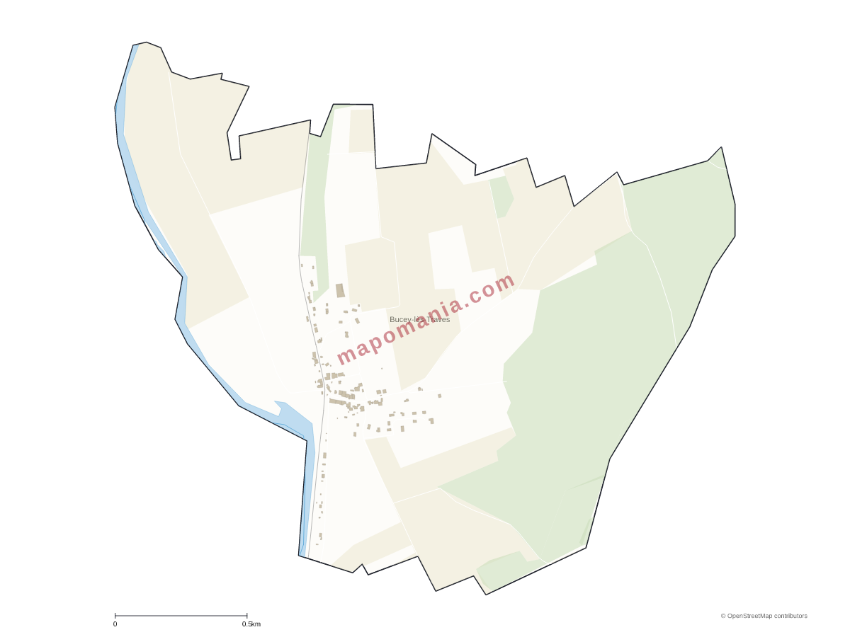 Carte de Bucey-lès-Traves à personnaliser