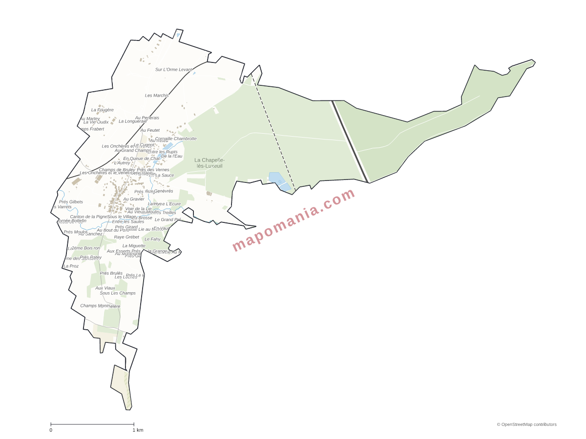 Carte de La Chapelle-lès-Luxeuil à personnaliser