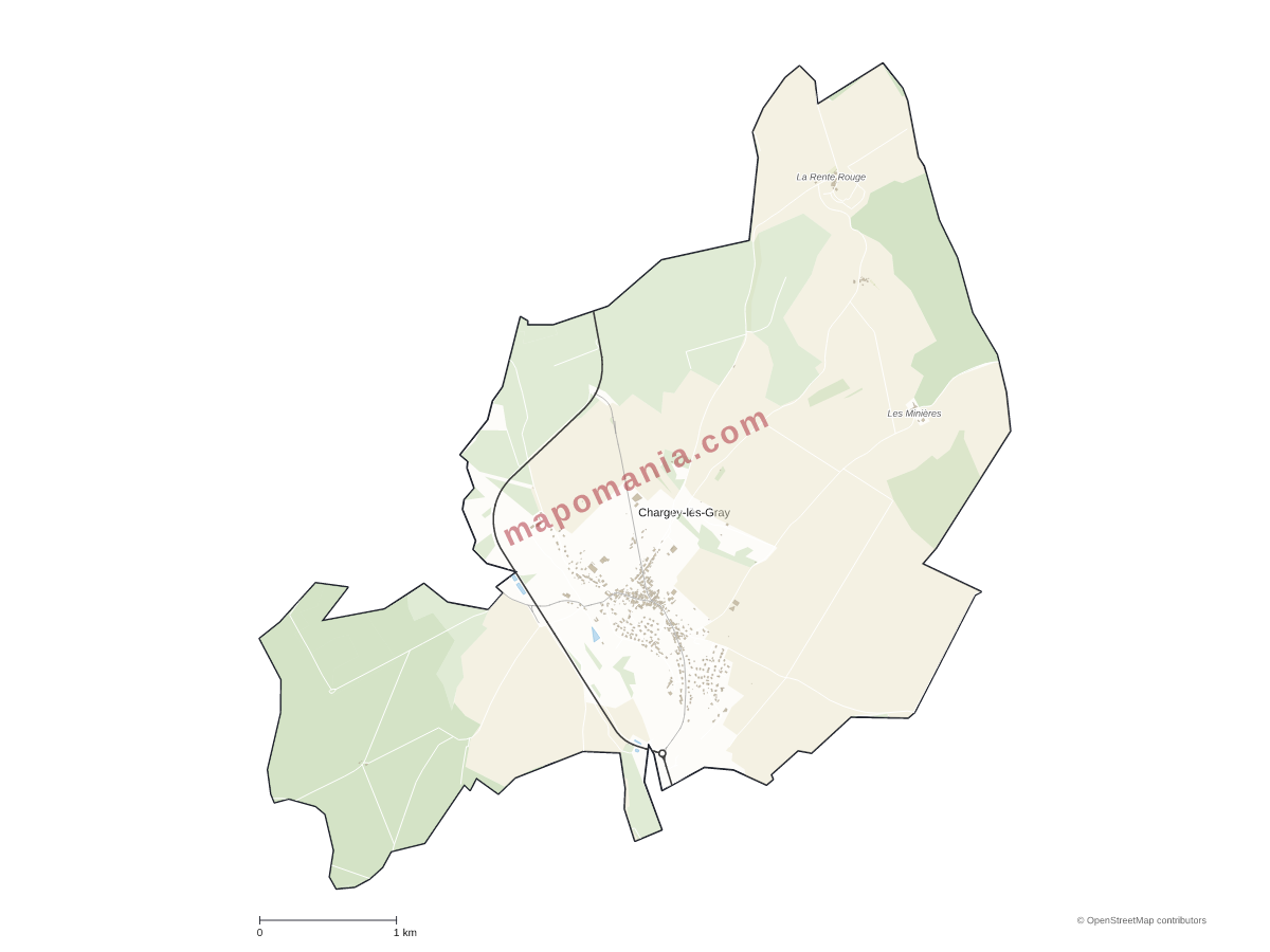 Carte de Chargey-lès-Gray à personnaliser