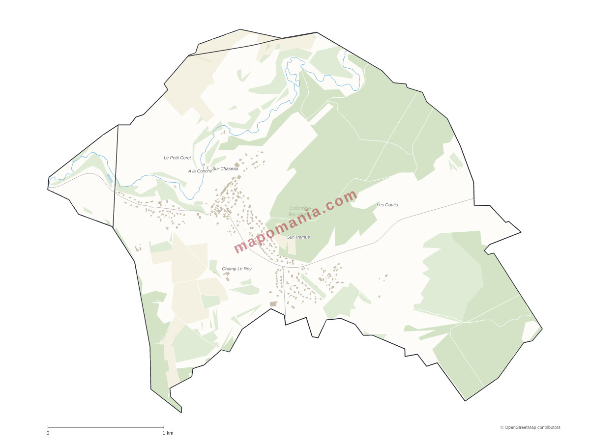 Carte de Colombe-lès-Vesoul à personnaliser