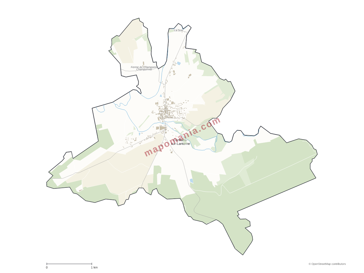 Carte de Conflans-sur-Lanterne à personnaliser