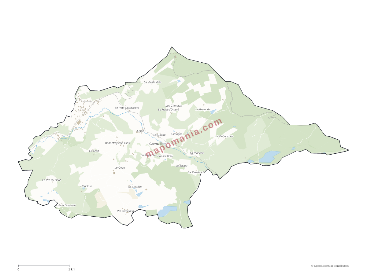 Carte de Corravillers à personnaliser