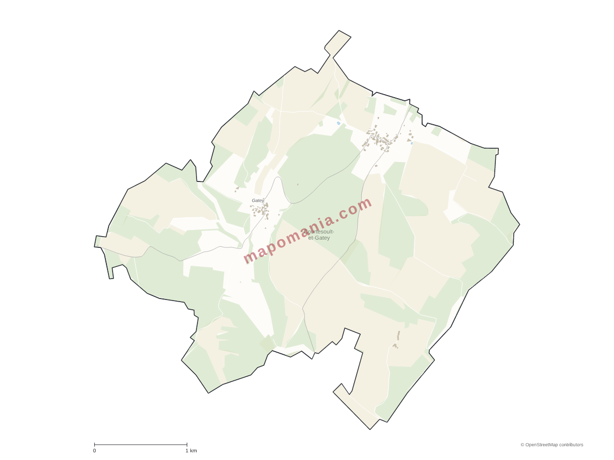 Carte de Courtesoult-et-Gatey à personnaliser