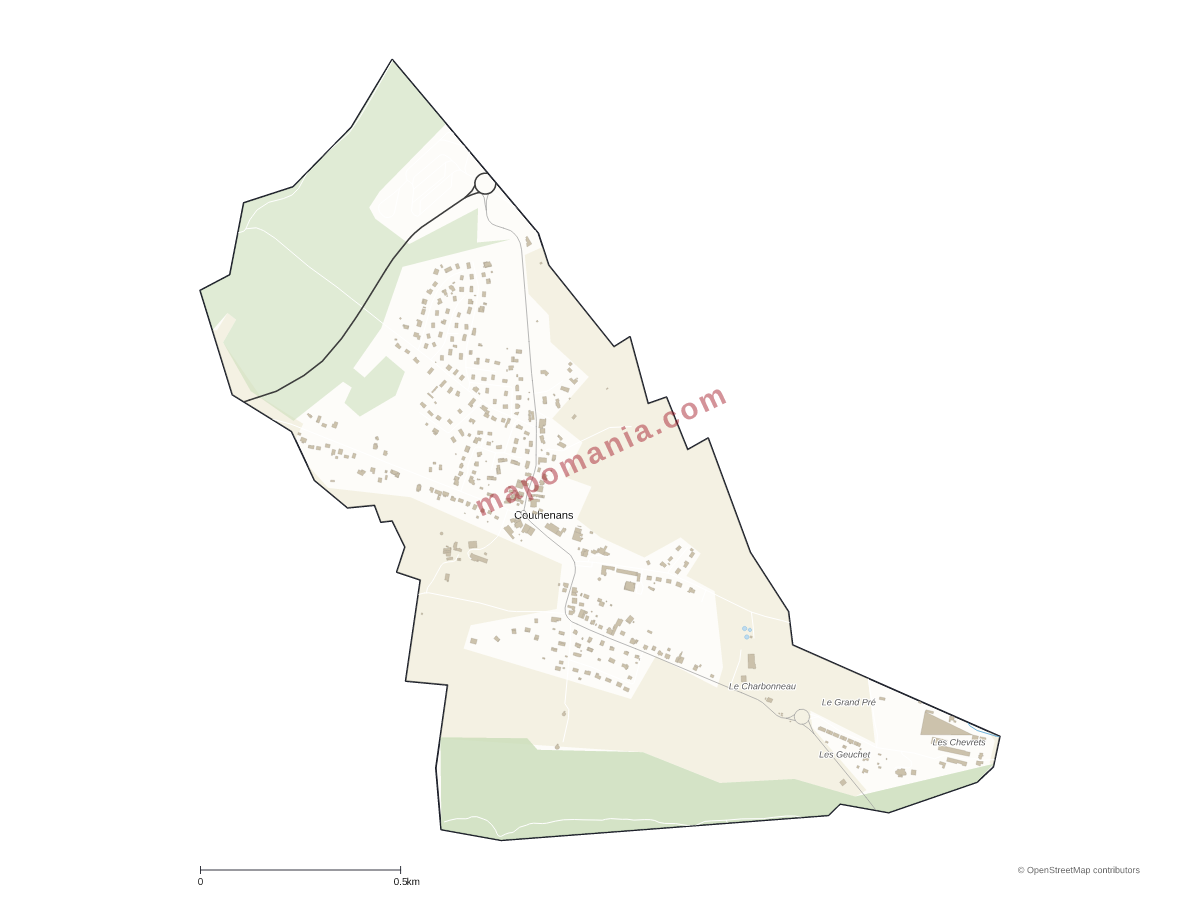 Carte de Couthenans à personnaliser