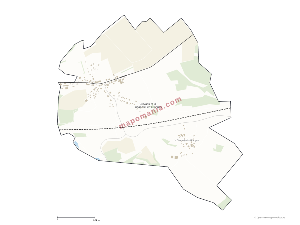 Carte de Crevans-et-la-Chapelle-lès-Granges à personnaliser