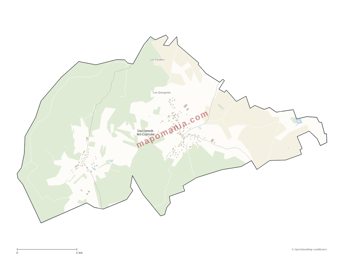 Carte de Dambenoît-lès-Colombe à personnaliser