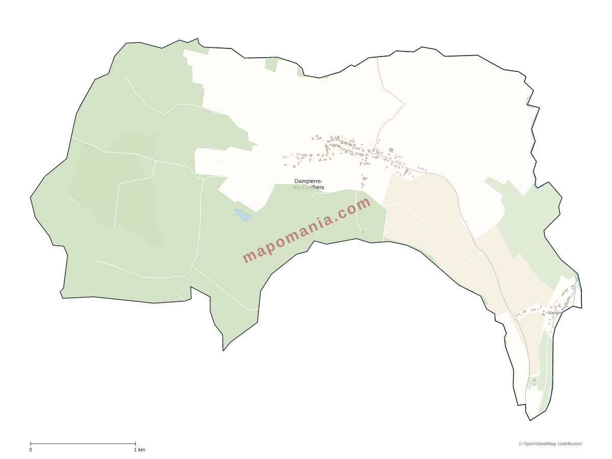 Carte de Dampierre-lès-Conflans à personnaliser