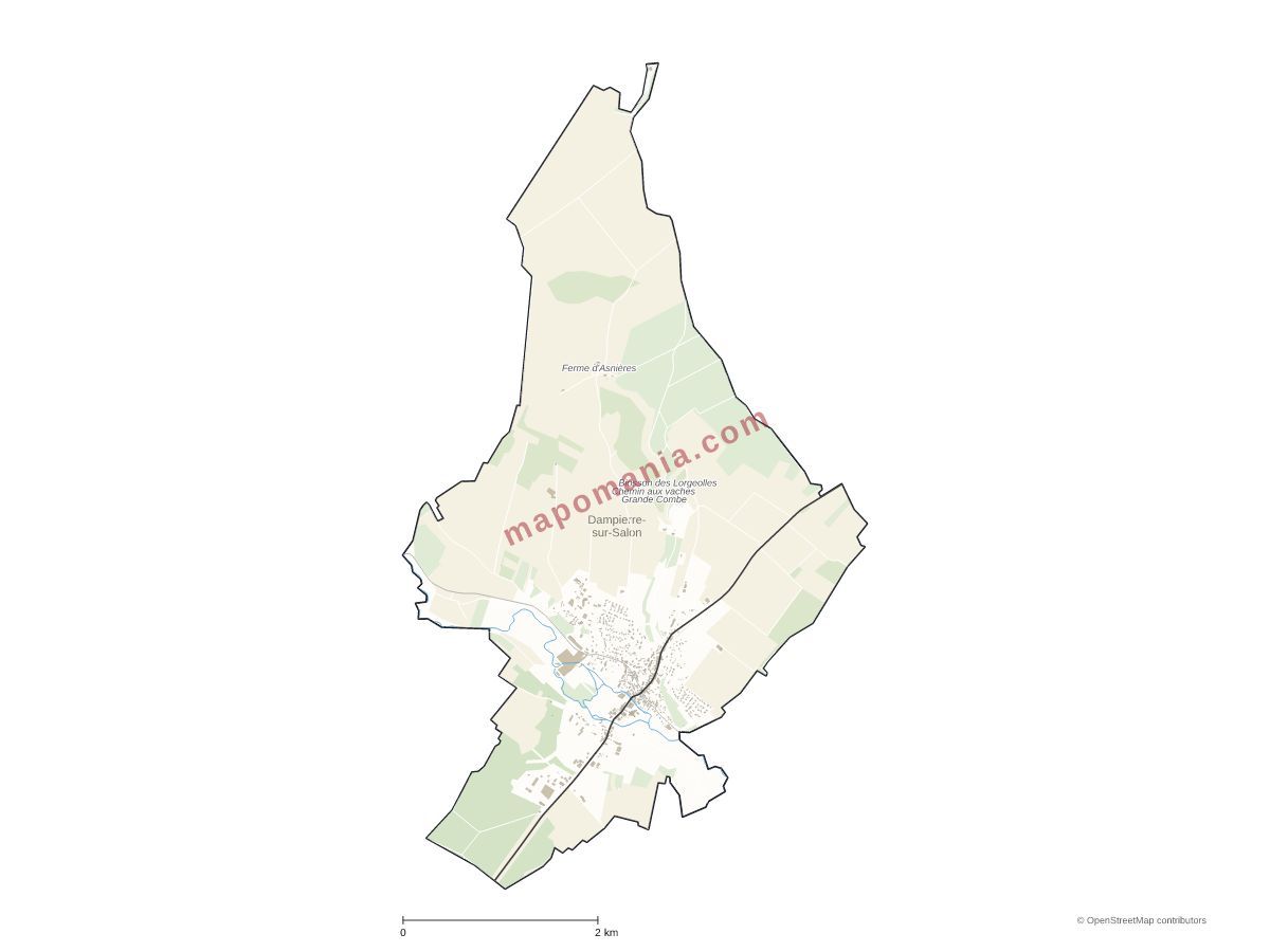 Carte de Dampierre-sur-Salon à personnaliser