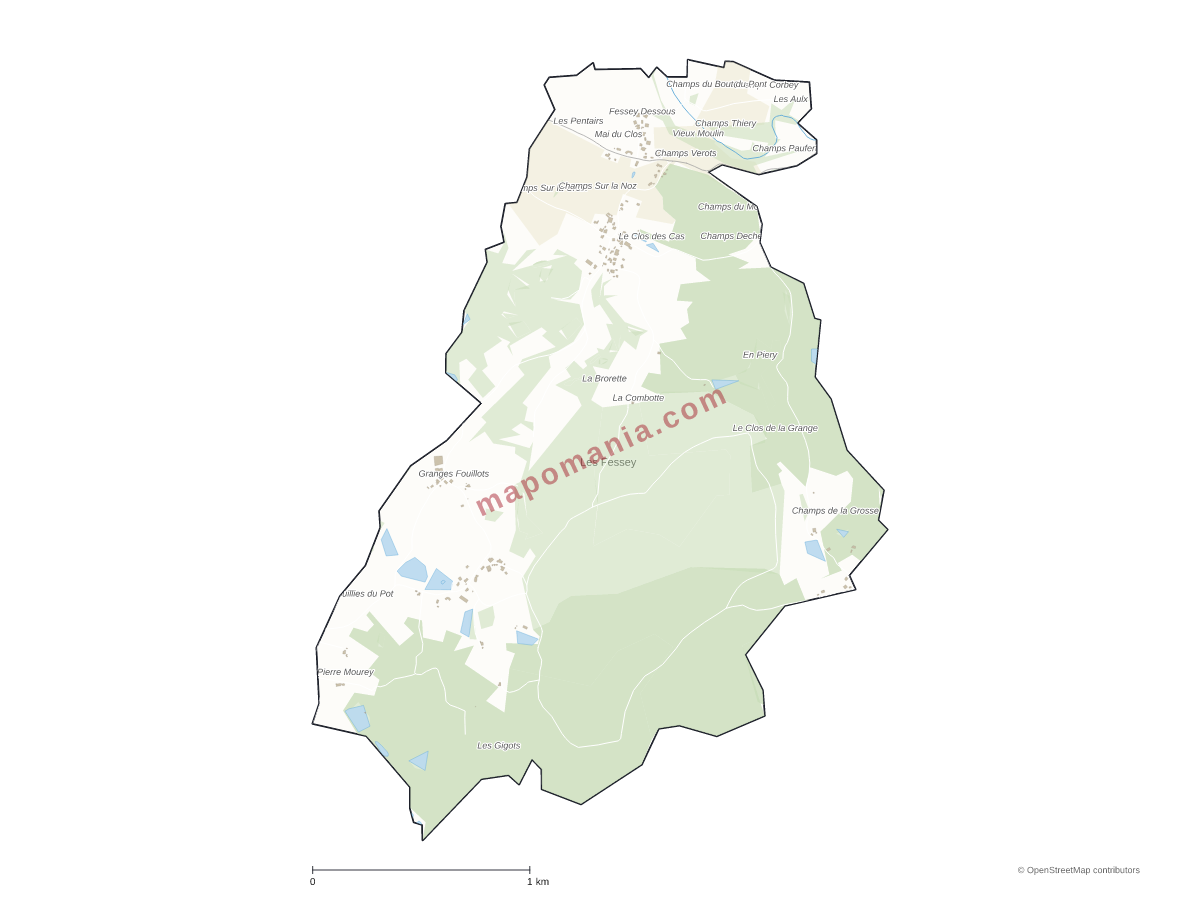 Carte de Les Fessey à personnaliser