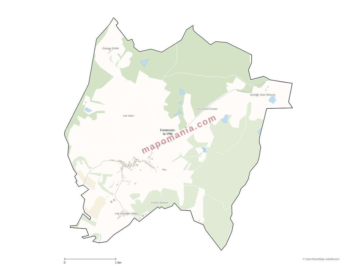 Carte de Fontenois-la-Ville à personnaliser