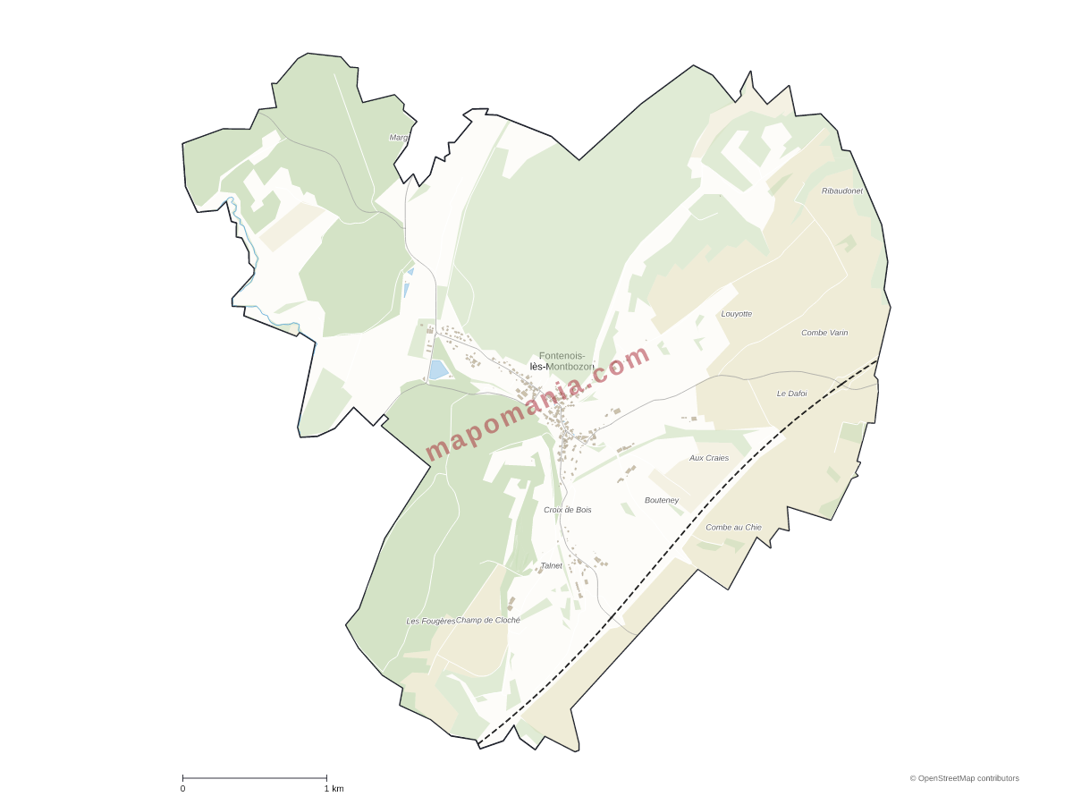Carte de Fontenois-lès-Montbozon à personnaliser