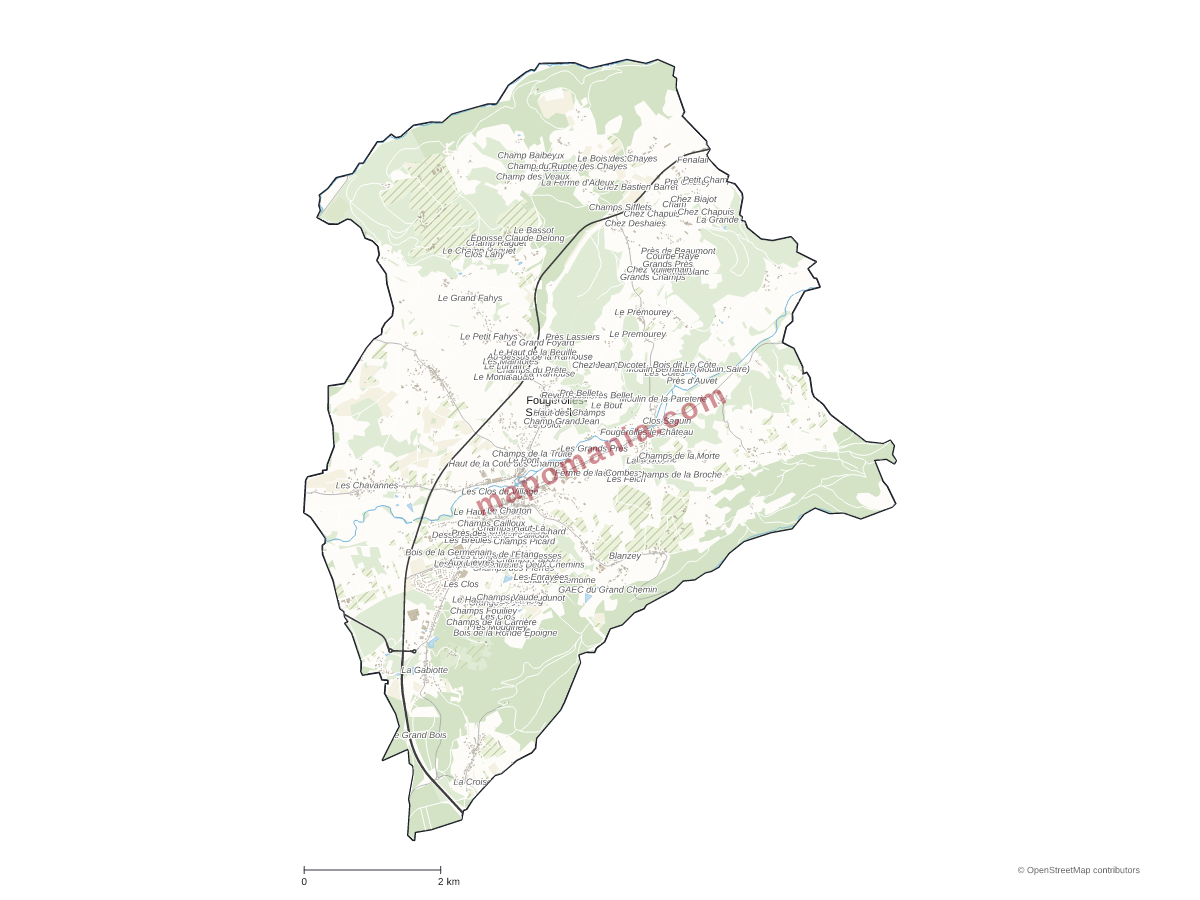 Carte de Fougerolles-Saint-Valbert à personnaliser