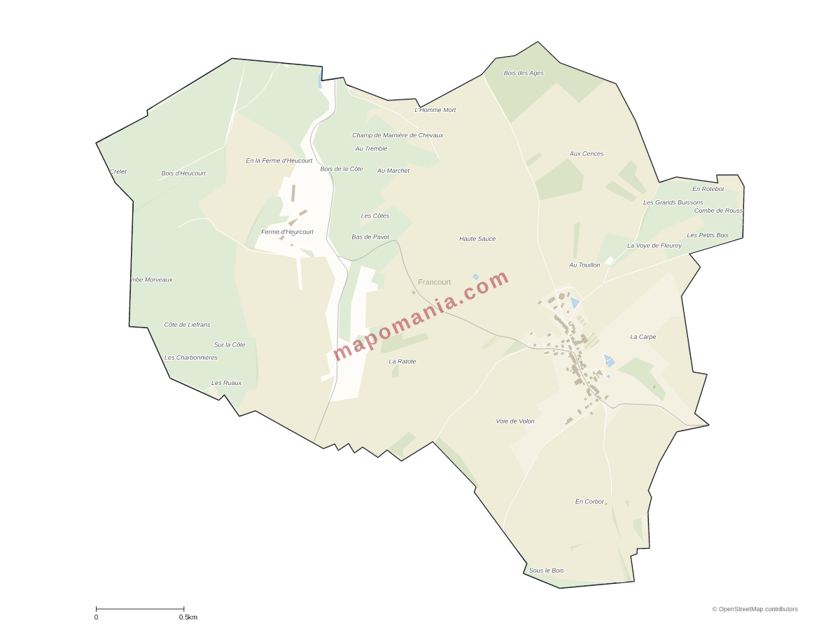 Carte de Francourt à personnaliser