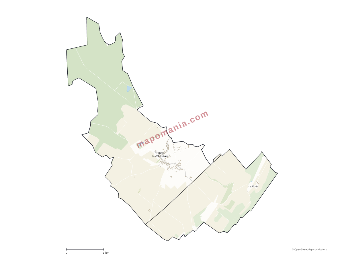 Carte de Frasne-le-Château à personnaliser