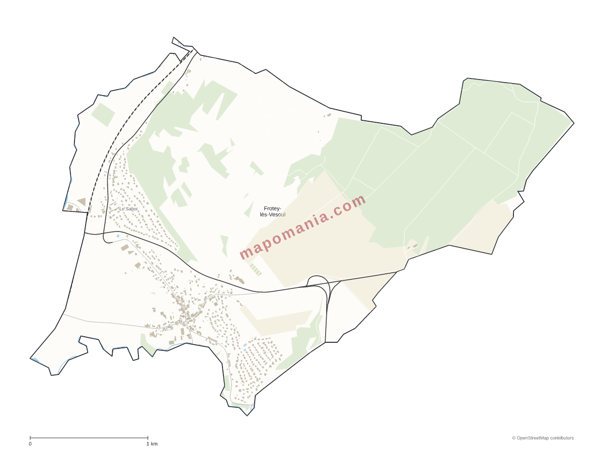 Carte de Frotey-lès-Vesoul à personnaliser
