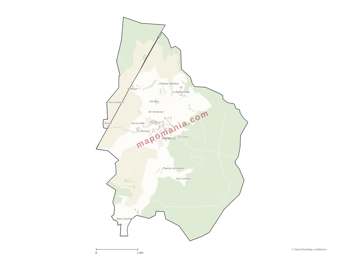 Carte de Genevrey à personnaliser
