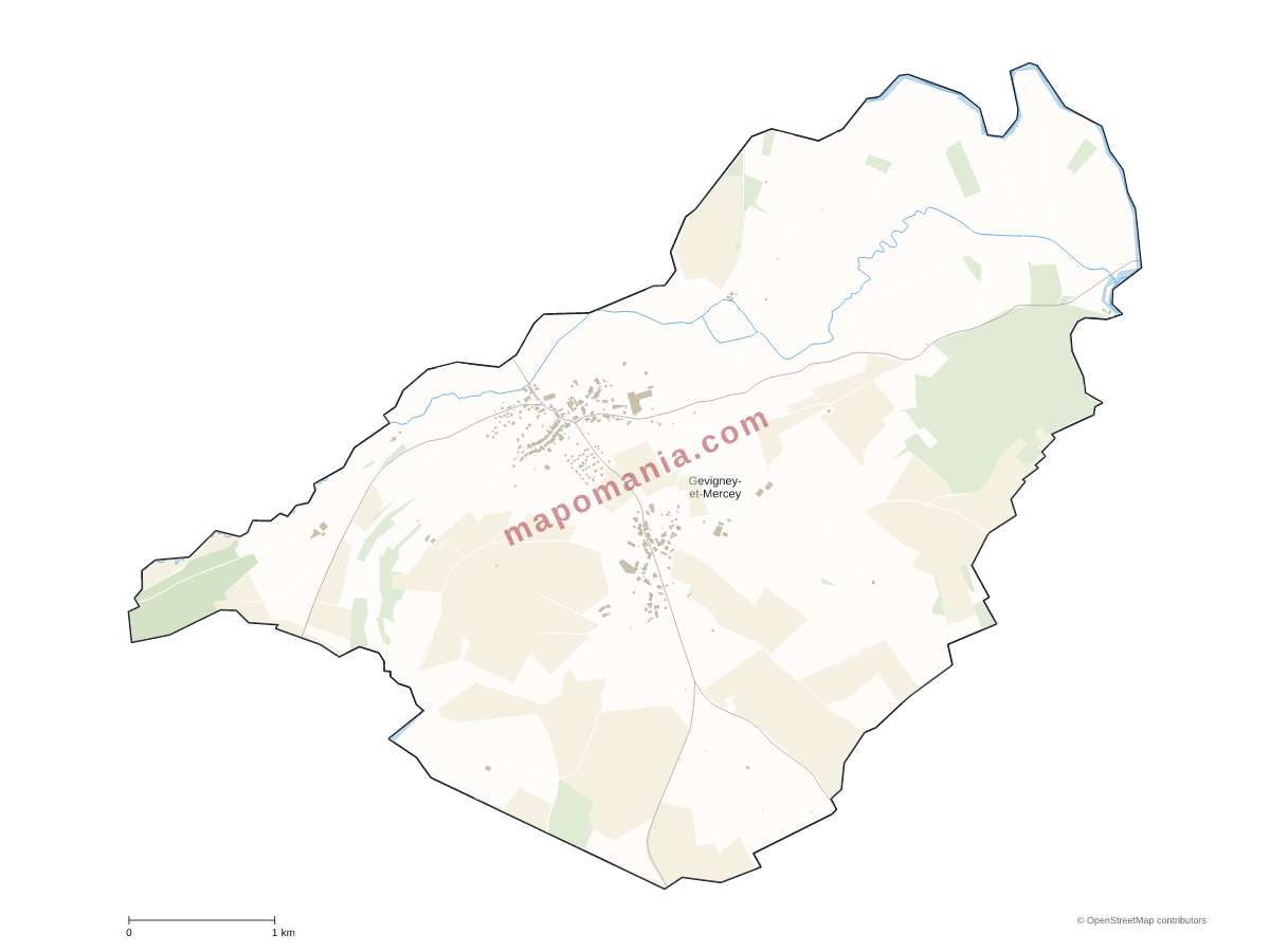 Carte de Gevigney-et-Mercey à personnaliser