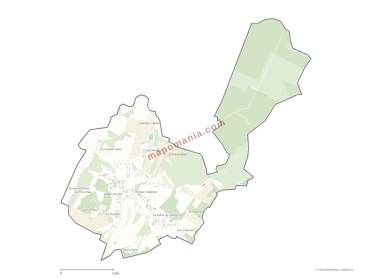 Carte de Gouhenans à personnaliser
