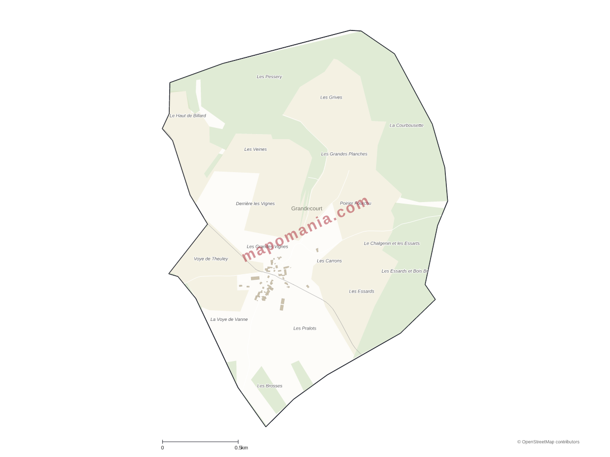 Carte de Grandecourt à personnaliser