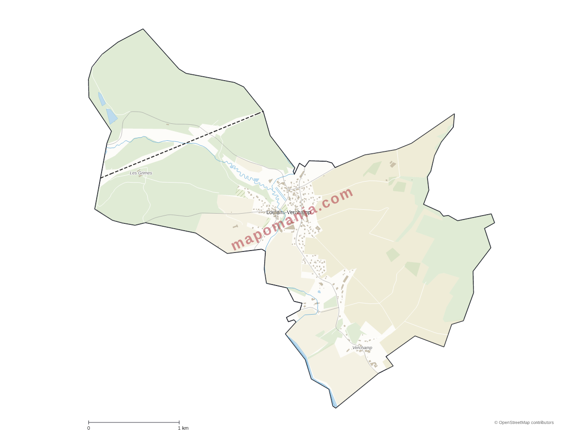 Carte de Loulans-Verchamp à personnaliser