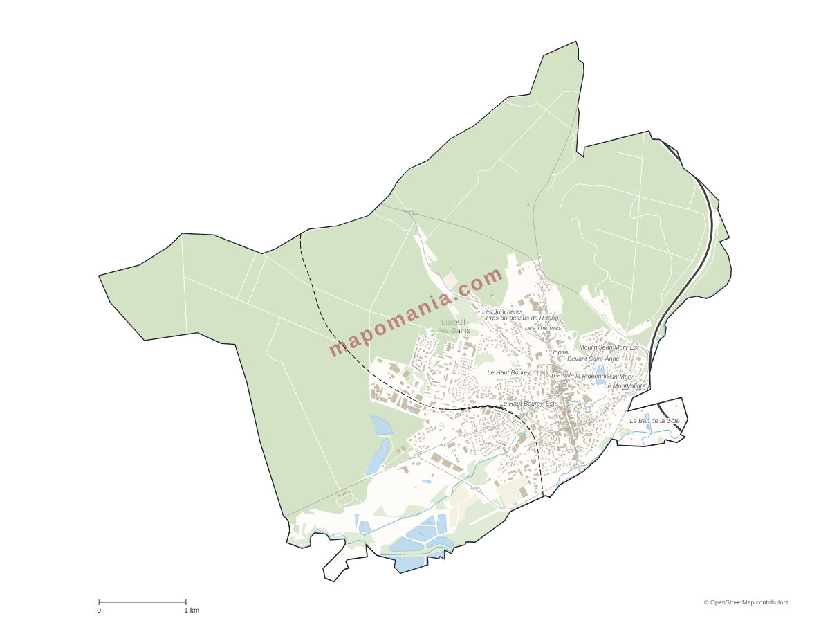 Carte de Luxeuil-les-Bains à personnaliser