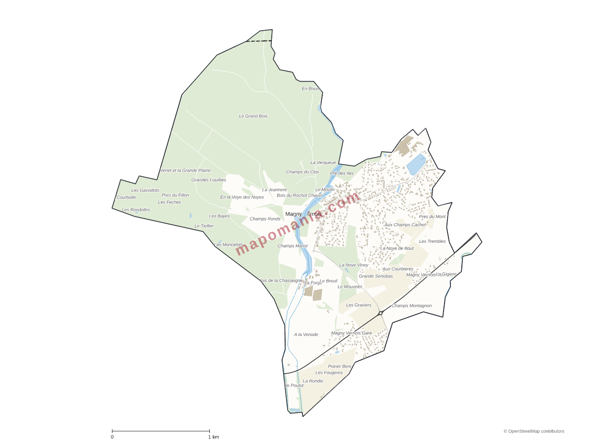 Carte de Magny-Vernois à personnaliser